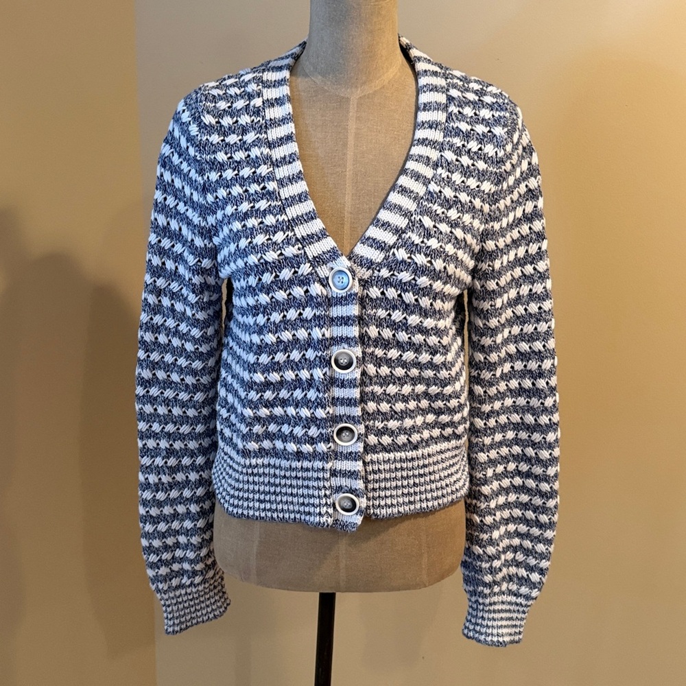 Veronica Beard Artura Blue Multi Cardigan Sweater - Picture 5 of 8